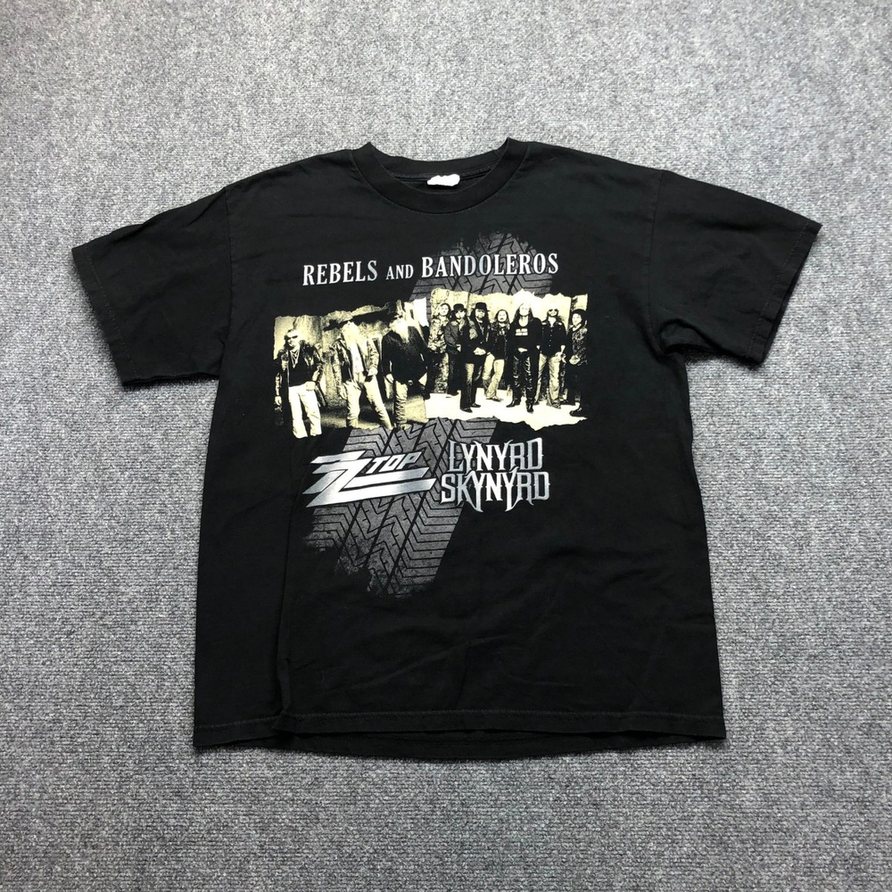 ZZ Top Lynyrd Skynyrd Rebels and Bandoleros 2011 Tour T-Shirt Mens Large Black